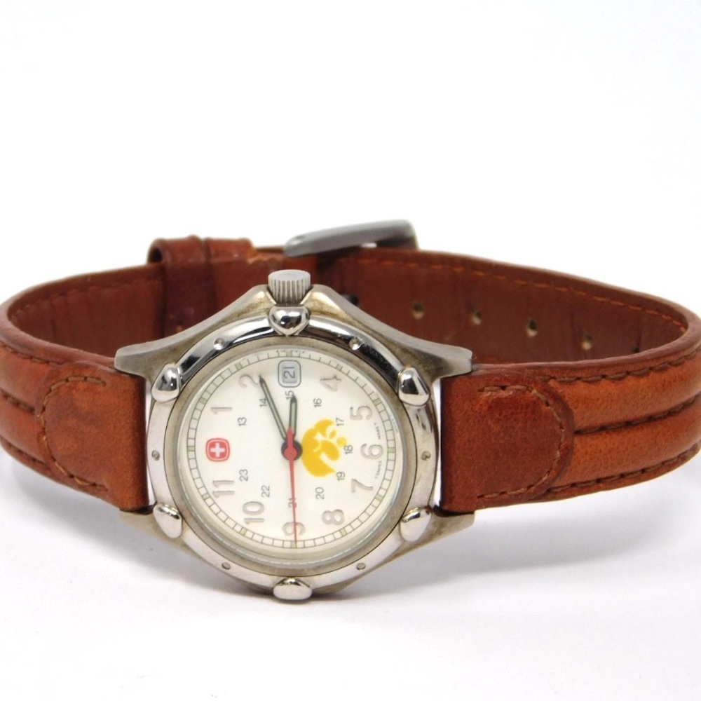 Wenger Women's Watch 0930690 Iowa Hawkeyes Swiss Made Leather Band White Ladies